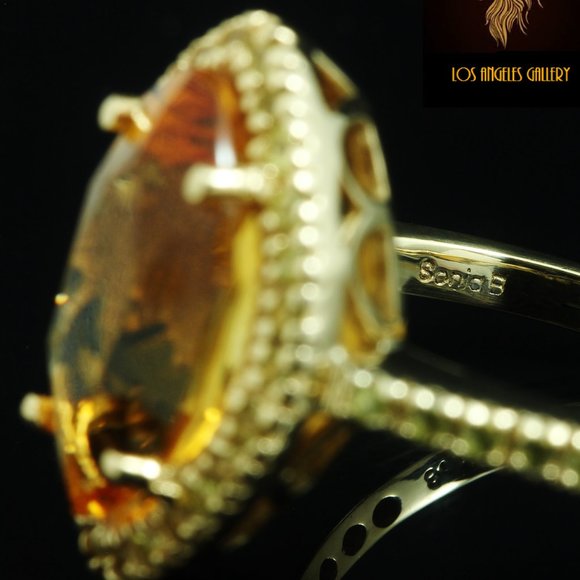 Sonia Bitton / 3.75 CT Honey Citrine & Yellow Sapphire Ring / 14K - Picture 4 of 7